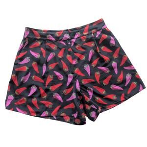Kate Spade 100% Silk Chili Print High Rise Shorts size 8